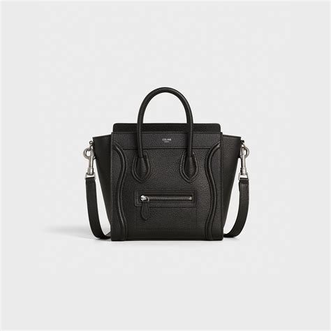 celine drummed calfskin nano luggage black|Celine nano luggage 24s.